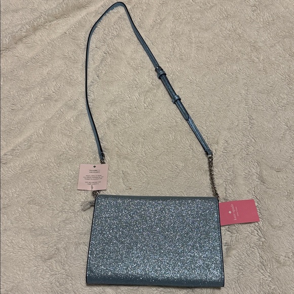 Kate Spade Frosty Sky Glitter Flap Crossbody – Blue Tinsel Sparkle Bag NWT - Picture 4 of 6